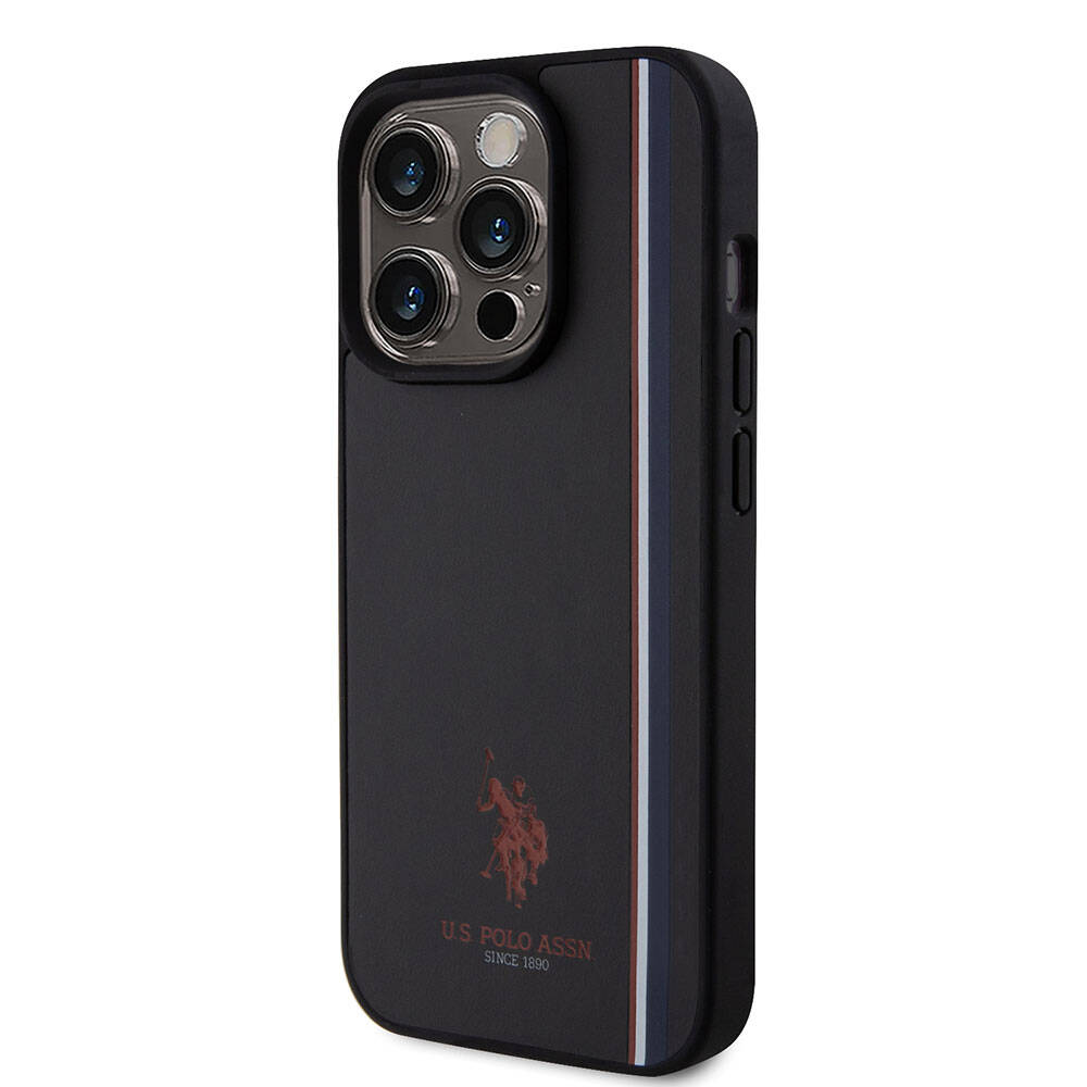 U.S. Polo Assn. iPhone 15 Pro Orjinal Lisanslı Üç Renk Şerit Tasarımlı Baskı Logolu Telefon Kılıfı - 9