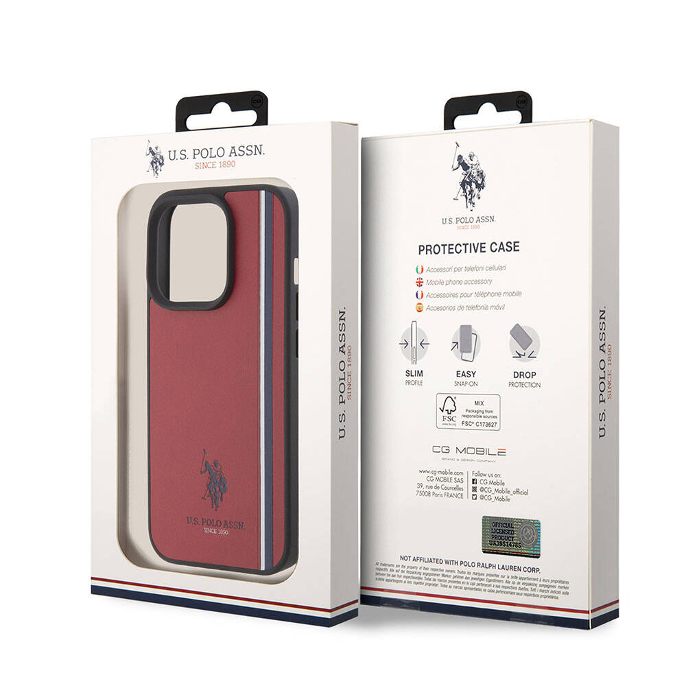U.S. Polo Assn. iPhone 15 Pro Orjinal Lisanslı Üç Renk Şerit Tasarımlı Baskı Logolu Telefon Kılıfı - 22
