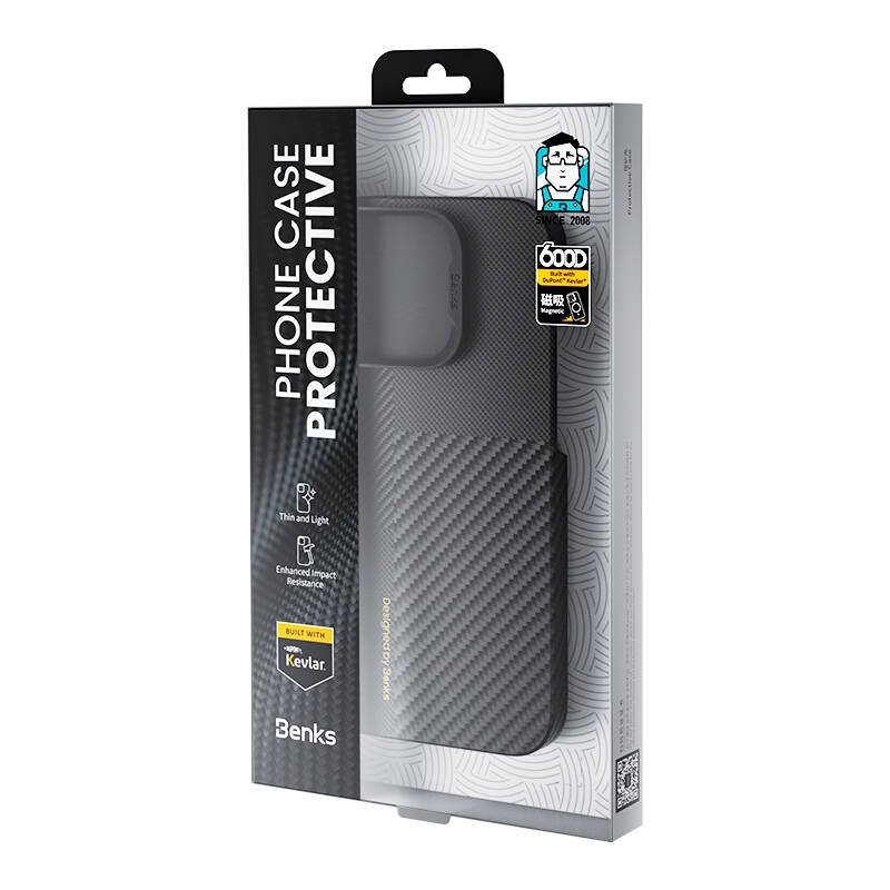 Benks Montage ArmorAir iPhone 15 Pro M-safe Şarj Özellikli Karbon Fiber Kevlar Kılıf