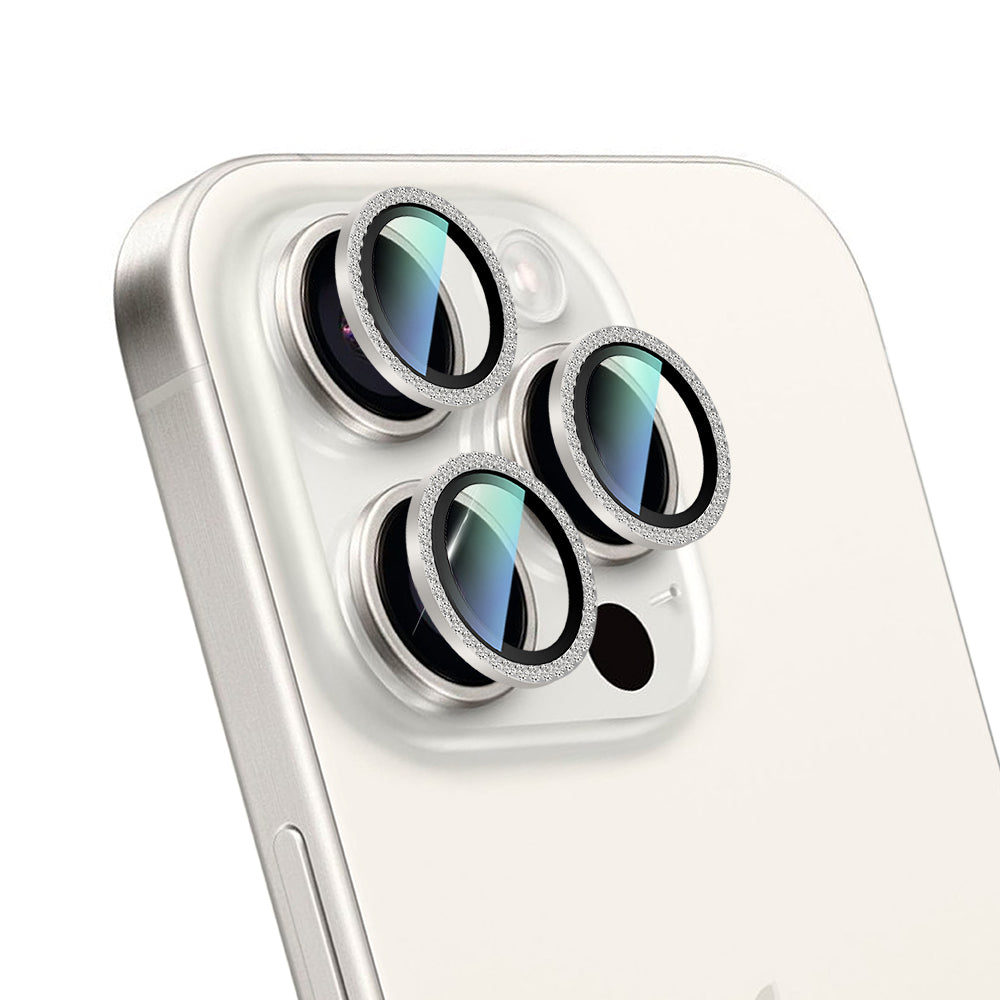 CaseWorld Alloy Sparkling Diamond Serisi iPhone 15 Pro Max Taşlı Lens Koruyucu