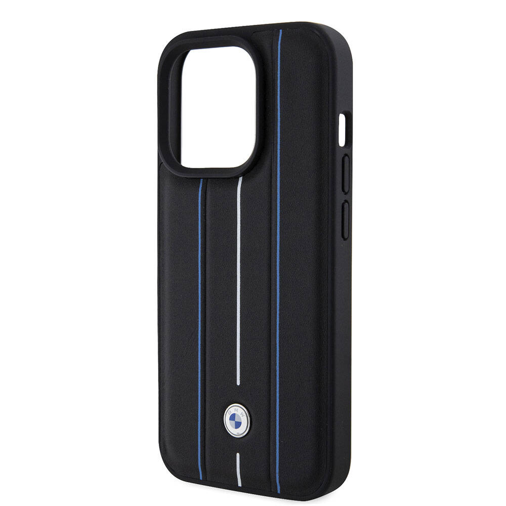 BMW iPhone 15 Pro Max Deri Görünümlü Blue Lines Orjinal Lisanslı Telefon Kılıfı - 2