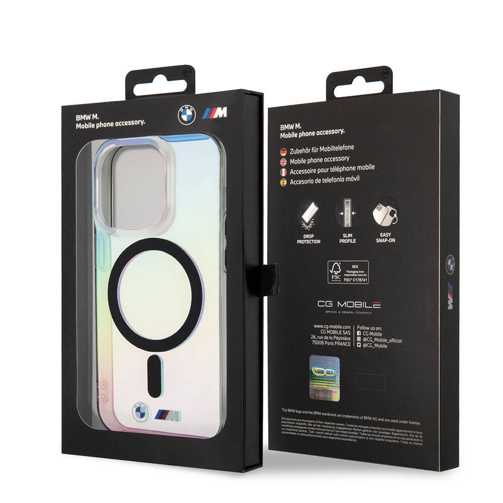 BMW iPhone 15 Pro Max Magsafe Şarj Özellikli Transparan Renk Geçişli Iridescent Orjinal Lisanslı Telefon Kılıfı - 7