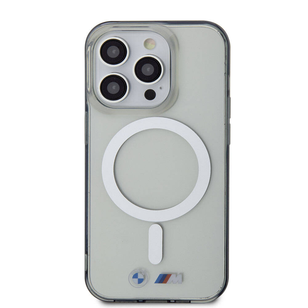 BMW iPhone 15 Pro Max Magsafe Şarj Özellikli Transparan Silver Ring Orjinal Lisanslı Telefon Kılıfı - 3