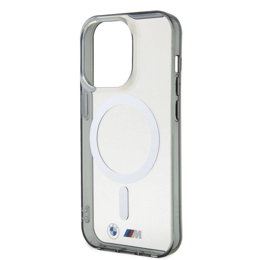 BMW iPhone 15 Pro Max Magsafe Şarj Özellikli Transparan Silver Ring Orjinal Lisanslı Telefon Kılıfı - 5