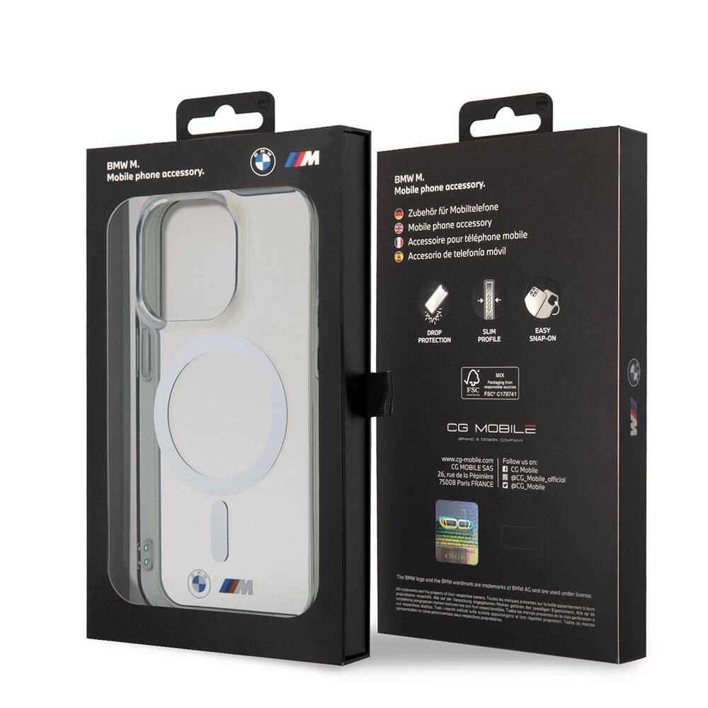 BMW iPhone 15 Pro Max Magsafe Şarj Özellikli Transparan Silver Ring Orjinal Lisanslı Telefon Kılıfı - 7