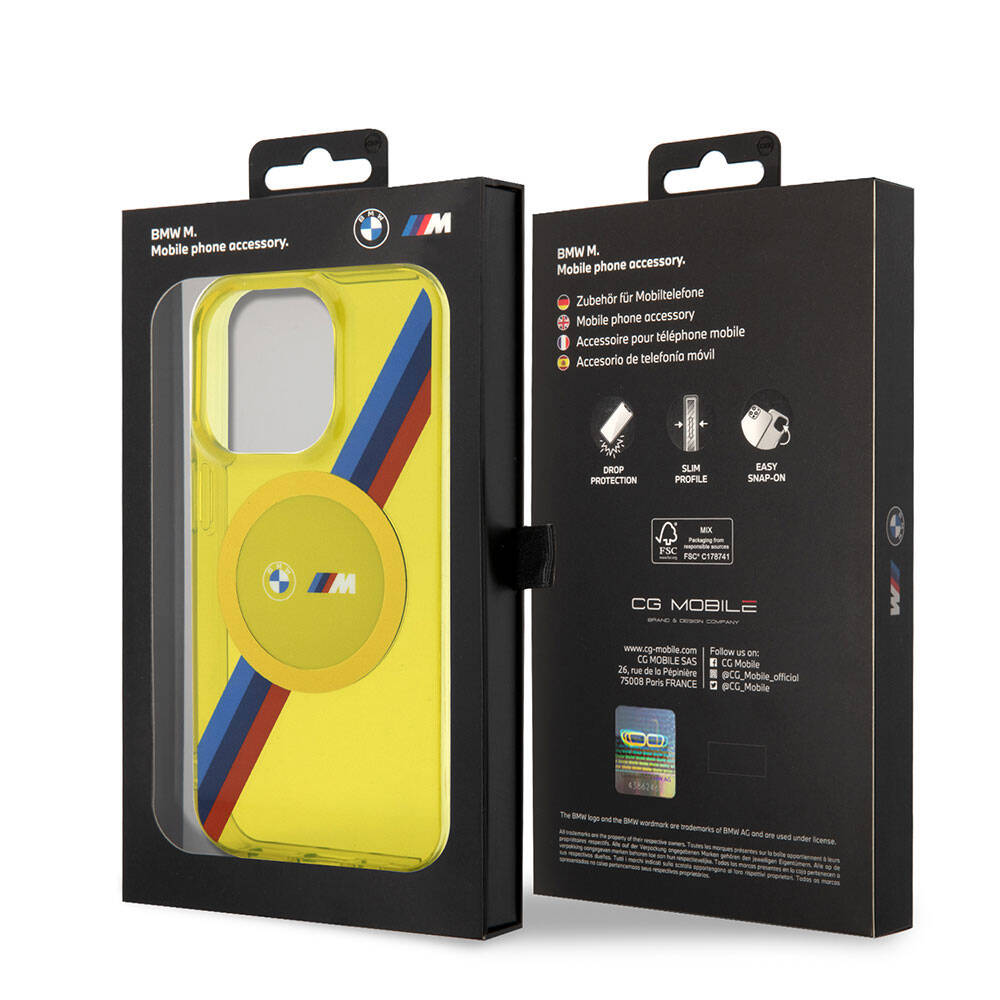BMW iPhone 15 Pro Max Magsafe Şarj Özellikli Transparan Tricolor Stripes Orjinal Lisanslı Telefon Kılıfı - 14