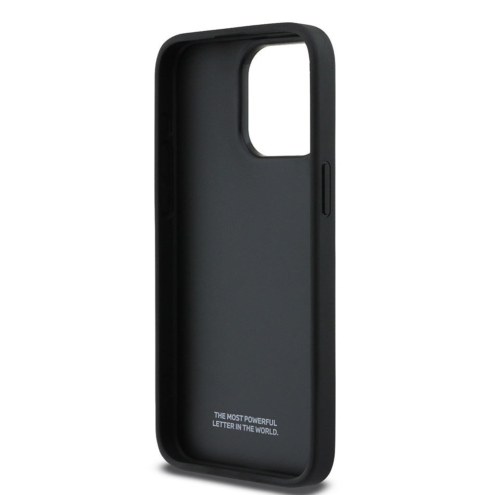 BMW iPhone 15 Pro Max Orjinal Lisanslı Karbon Fiber Tasarımlı ve Metal Logolu PU Deri Telefon Kılıfı