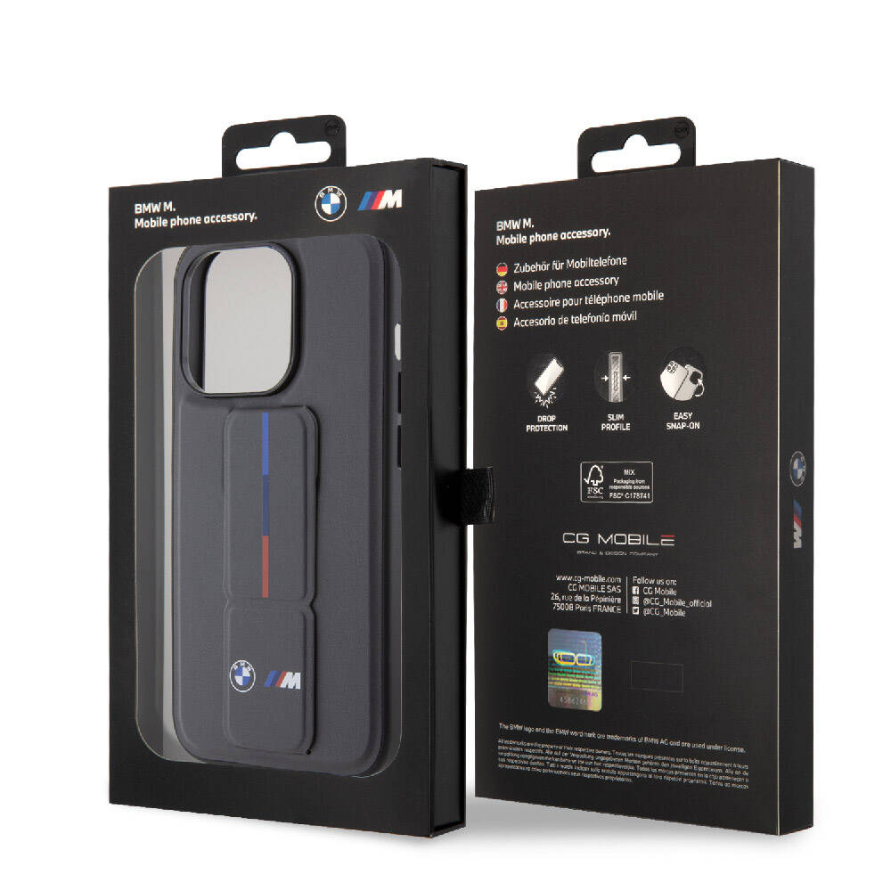 BMW iPhone 15 Pro Max Orjinal Lisanslı M Şerit ve Logolu Standlı Telefon Kılıfı - 8