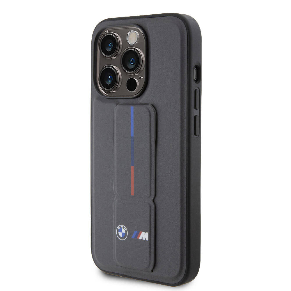 BMW iPhone 15 Pro Max Orjinal Lisanslı M Şerit ve Logolu Standlı Telefon Kılıfı - 9