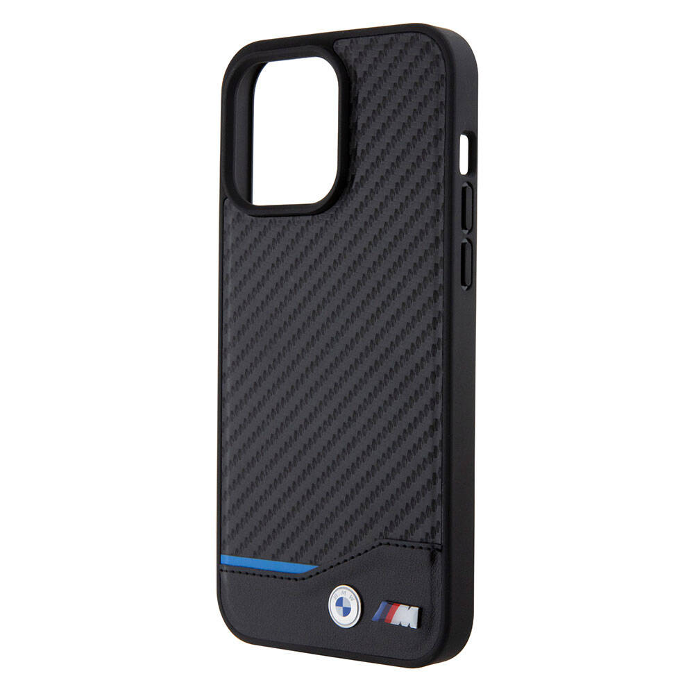 BMW iPhone 15 Pro Max Orjinal Lisanslı Magsafe Şarj Özellikli M Logolu PU Karbon Telefon Kılıfı - 5