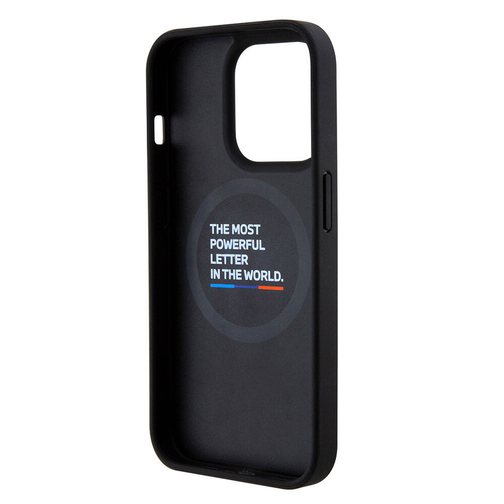 BMW iPhone 15 Pro Max Orjinal Lisanslı Magsafe Şarj Özellikli M Logolu PU Karbon Telefon Kılıfı - 6