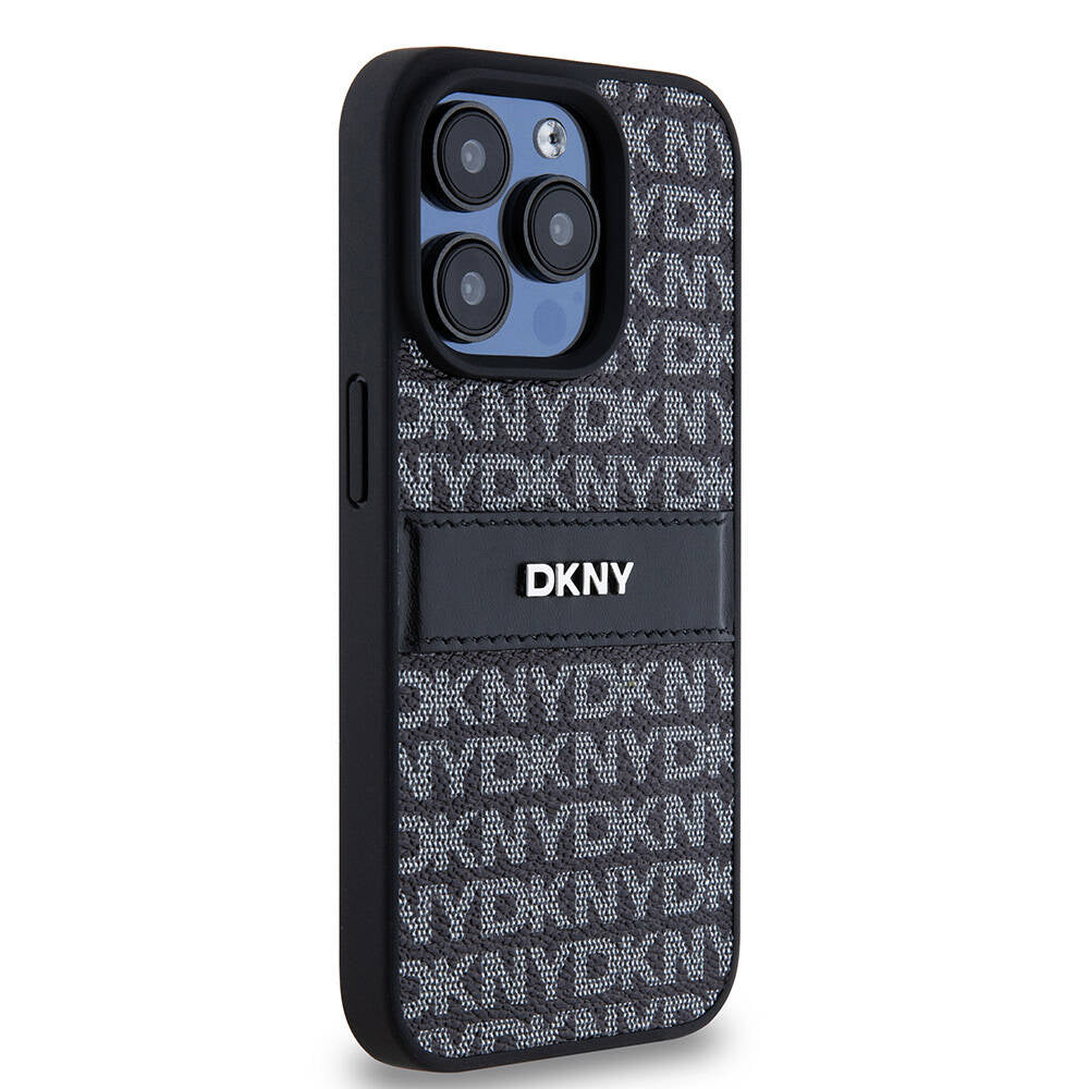 DKNY iPhone 15 Pro Max Orjinal Lisanslı 3D Yazılı Repeat Texture Pattern Kılıf