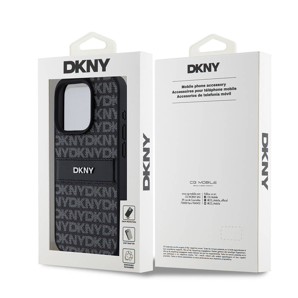 DKNY iPhone 15 Pro Max Orjinal Lisanslı 3D Yazılı Repeat Texture Pattern Kılıf
