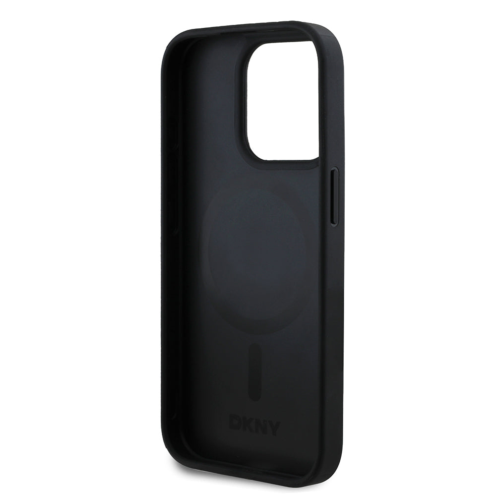 DKNY iPhone 15 Pro Max Orjinal Lisanslı Magsafe 3D Yazılı Grid Pattern Kılıf