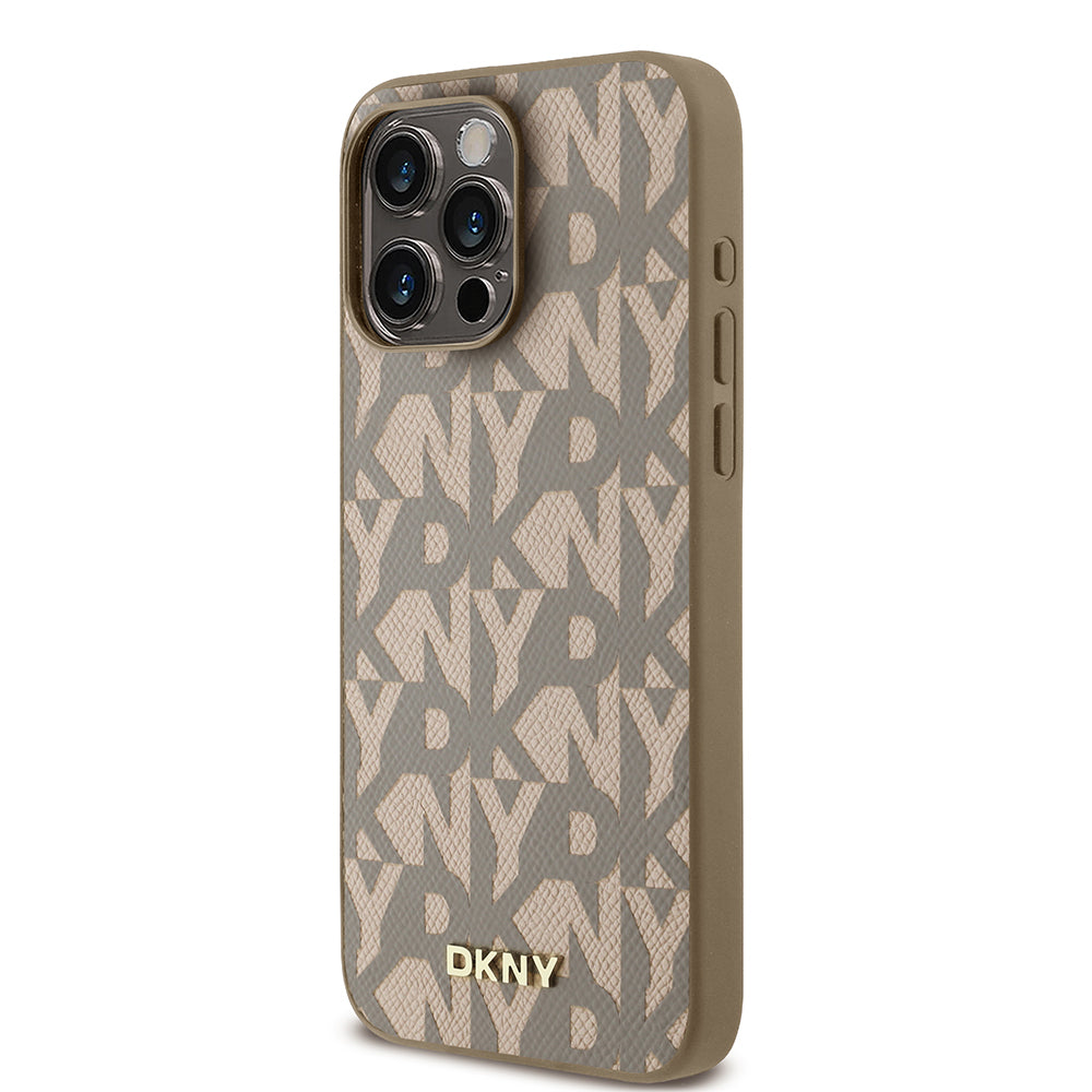 DKNY iPhone 15 Pro Max Orjinal Lisanslı Magsafe 3D Yazılı Grid Pattern Kılıf