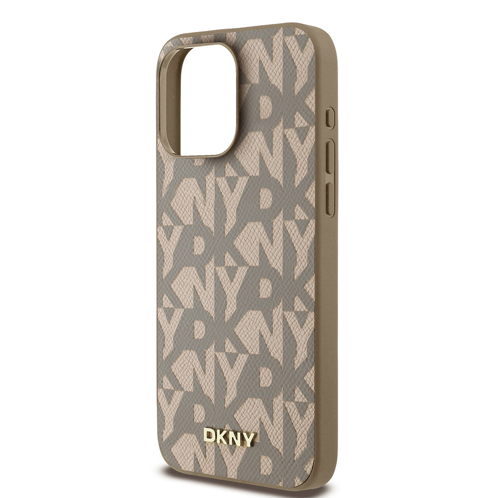 DKNY iPhone 15 Pro Max Orjinal Lisanslı Magsafe 3D Yazılı Grid Pattern Kılıf