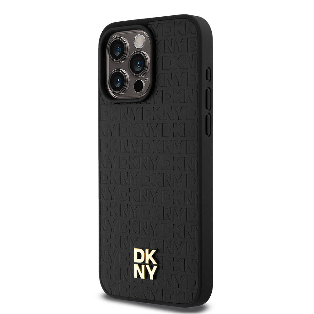 DKNY iPhone 15 Pro Max Orjinal Lisanslı M-safe Şarj Özellikli 3D Yazılı Repeat Pattern Kılıf