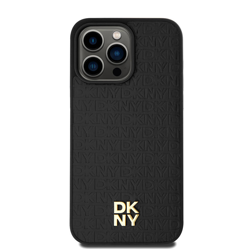 DKNY iPhone 15 Pro Max Orjinal Lisanslı M-safe Şarj Özellikli 3D Yazılı Repeat Pattern Kılıf