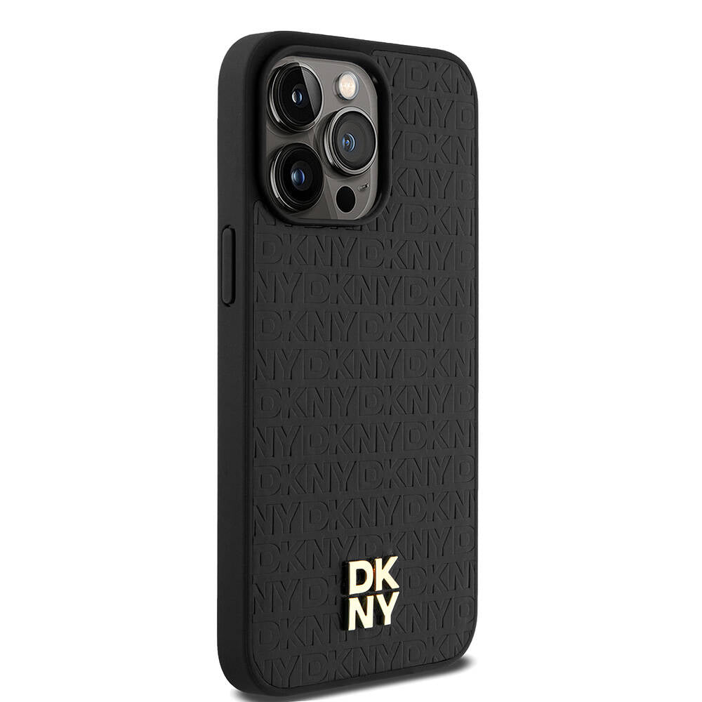 DKNY iPhone 15 Pro Max Orjinal Lisanslı M-safe Şarj Özellikli 3D Yazılı Repeat Pattern Kılıf
