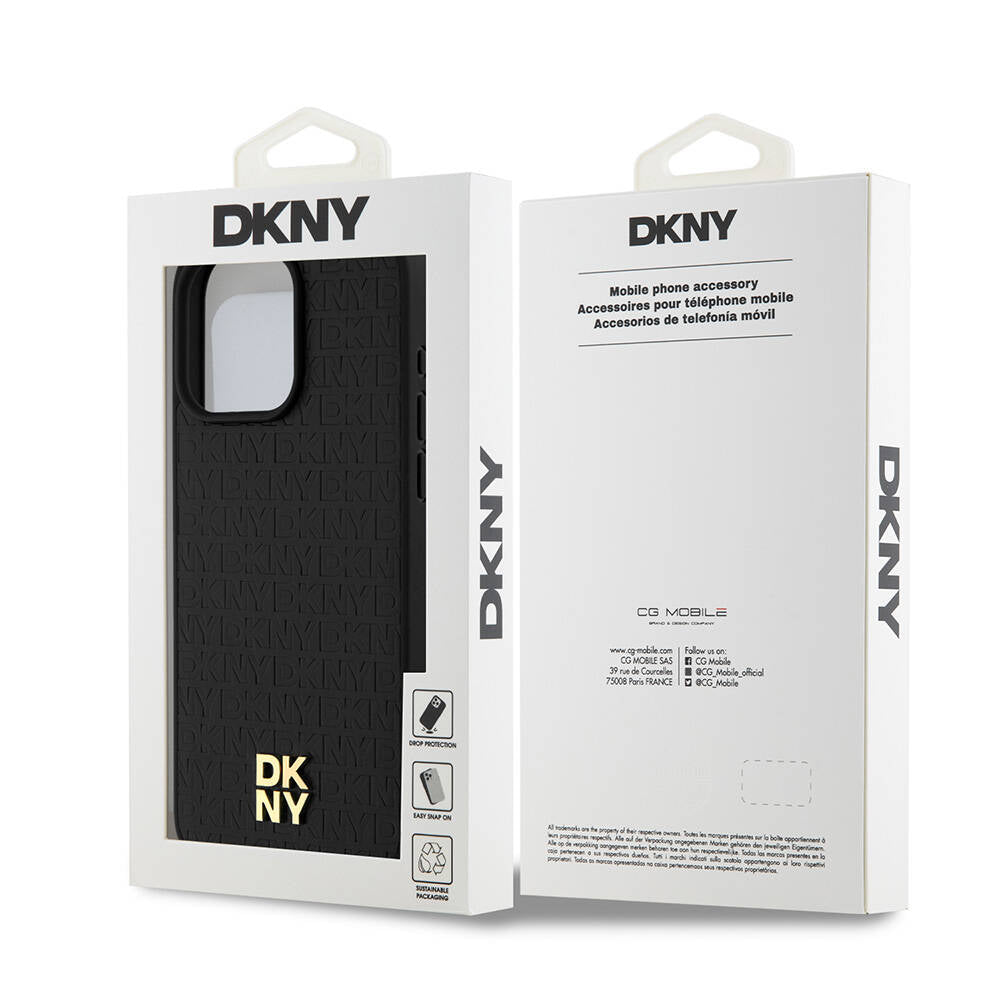 DKNY iPhone 15 Pro Max Orjinal Lisanslı M-safe Şarj Özellikli 3D Yazılı Repeat Pattern Kılıf