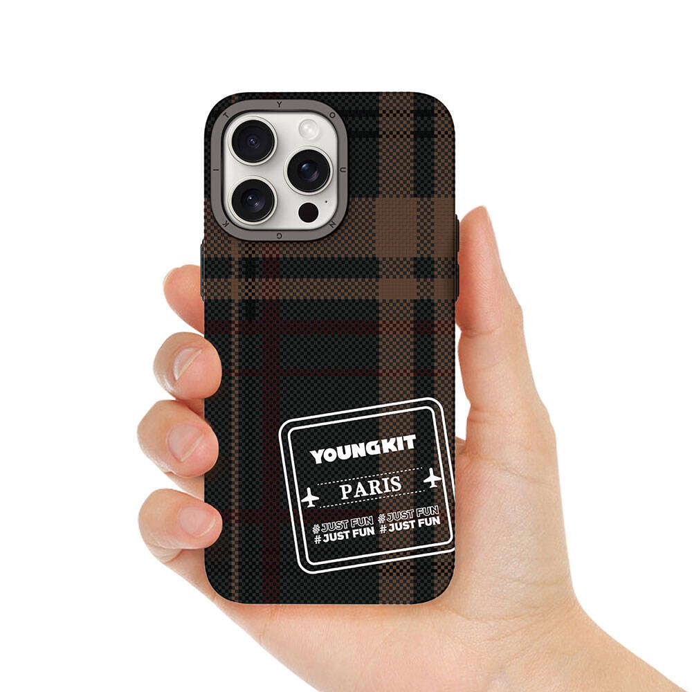 Youngkit Gezhi Serisi iPhone 15 Pro Max Ekose Desenli Telefon Kılıfı - 6