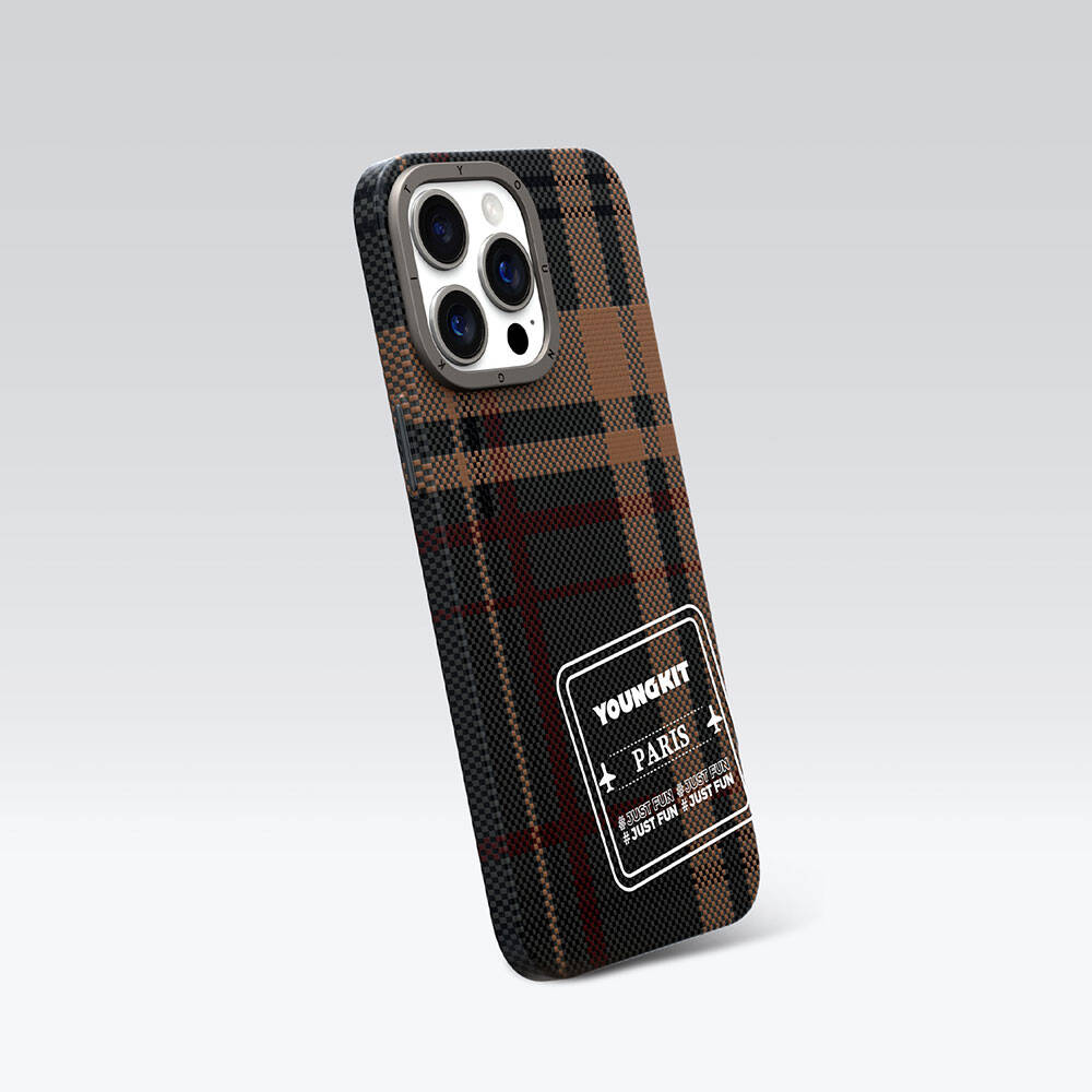 Youngkit Gezhi Serisi iPhone 15 Pro Max Ekose Desenli Telefon Kılıfı - 7