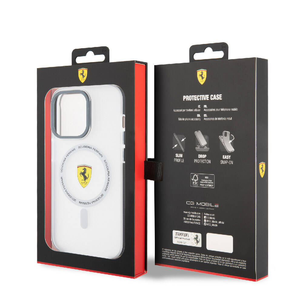 Ferrari iPhone 15 Pro Max Orjinal Lisanslı M-safe Şarj Özellikli Kontrast Bumper SF Ring Kılıf