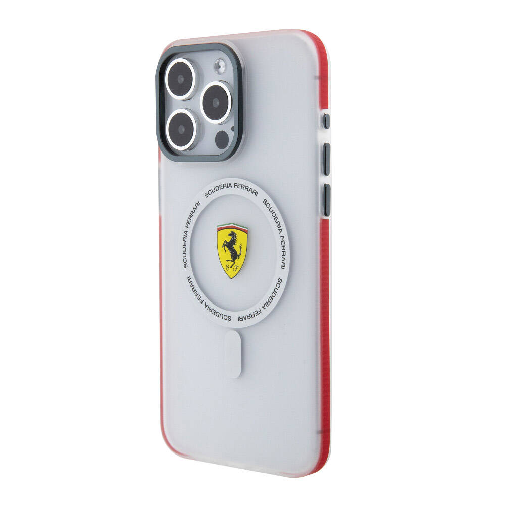 Ferrari iPhone 15 Pro Max Orjinal Lisanslı M-safe Şarj Özellikli Kontrast Bumper SF Ring Kılıf