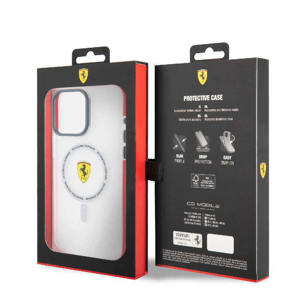 Ferrari iPhone 15 Pro Max Orjinal Lisanslı M-safe Şarj Özellikli Kontrast Bumper SF Ring Kılıf