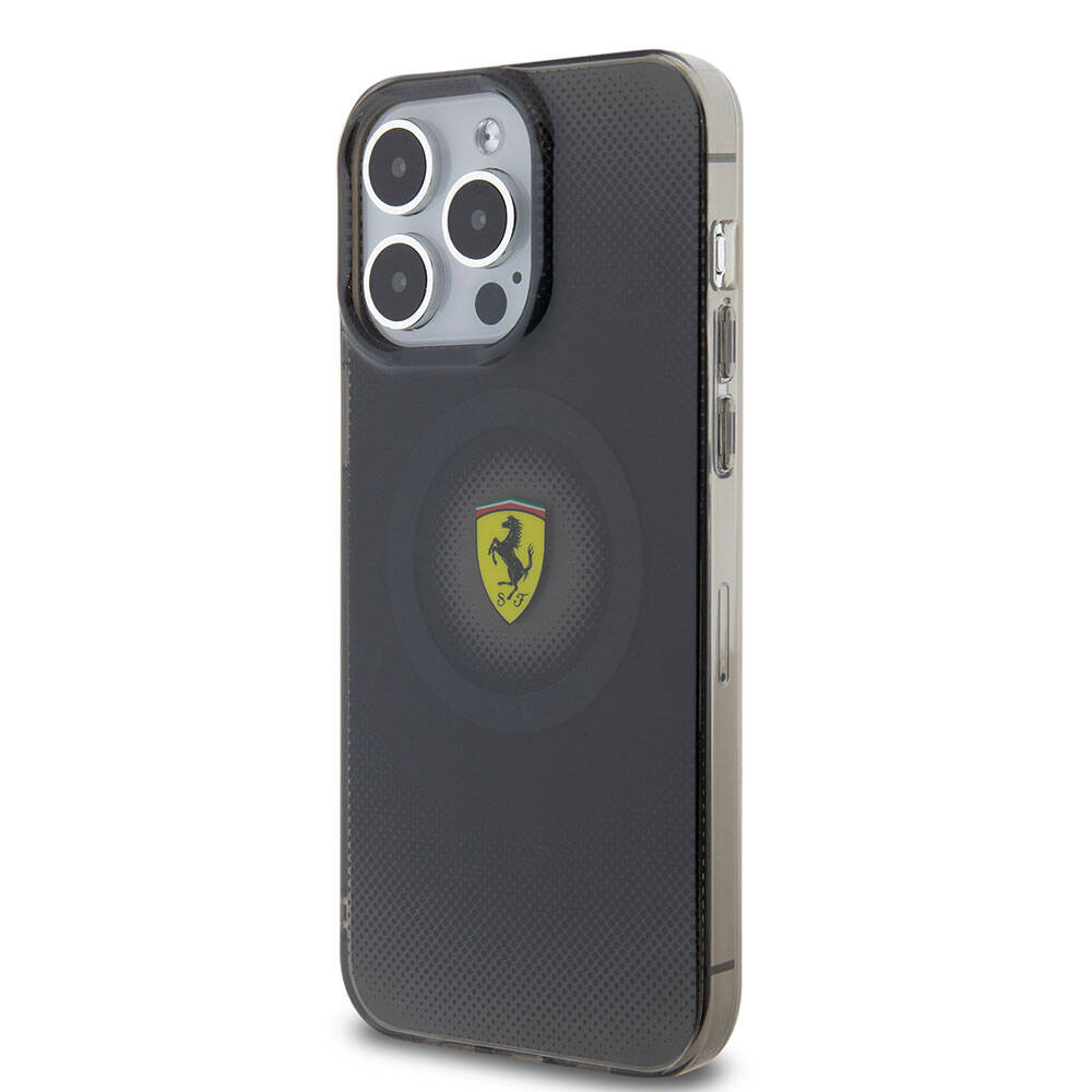 Ferrari iPhone 15 Pro Max Orjinal Lisanslı M-safe Şarj Özellikli Parçalanan Noktalar Desenli Kılıf
