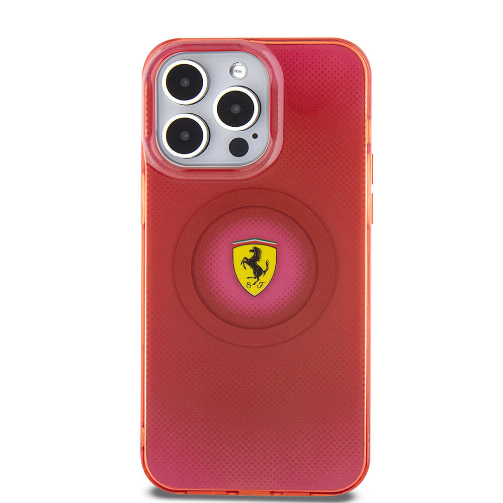 Ferrari iPhone 15 Pro Max Orjinal Lisanslı M-safe Şarj Özellikli Parçalanan Noktalar Desenli Kılıf