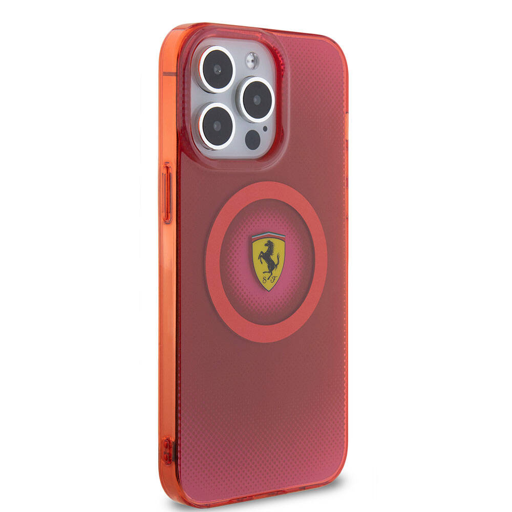 Ferrari iPhone 15 Pro Max Orjinal Lisanslı M-safe Şarj Özellikli Parçalanan Noktalar Desenli Kılıf