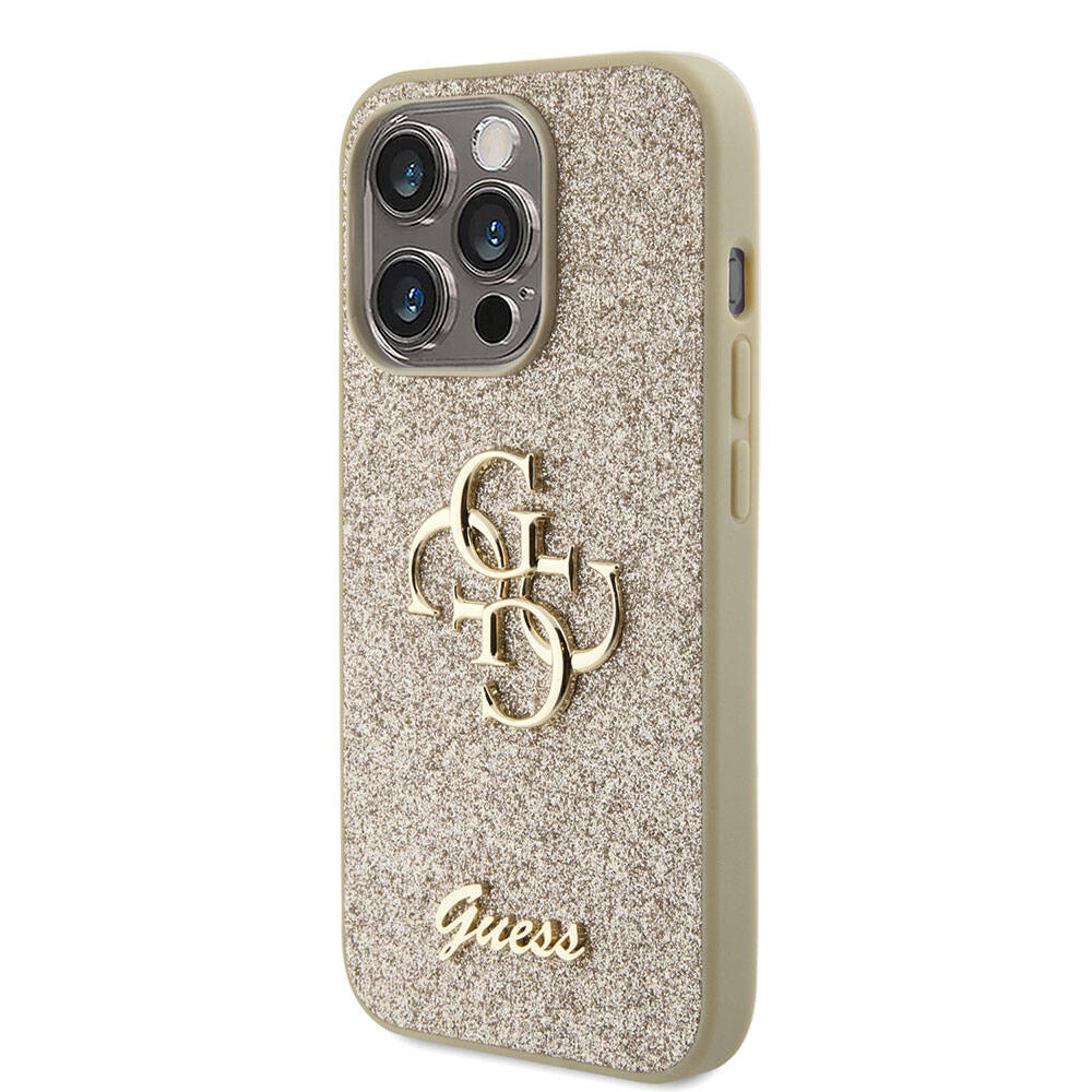 Guess iPhone 15 Pro Max Orjinal Lisanslı 4G Büyük Metal Logolu Glitter Telefon Kılıfı - 9