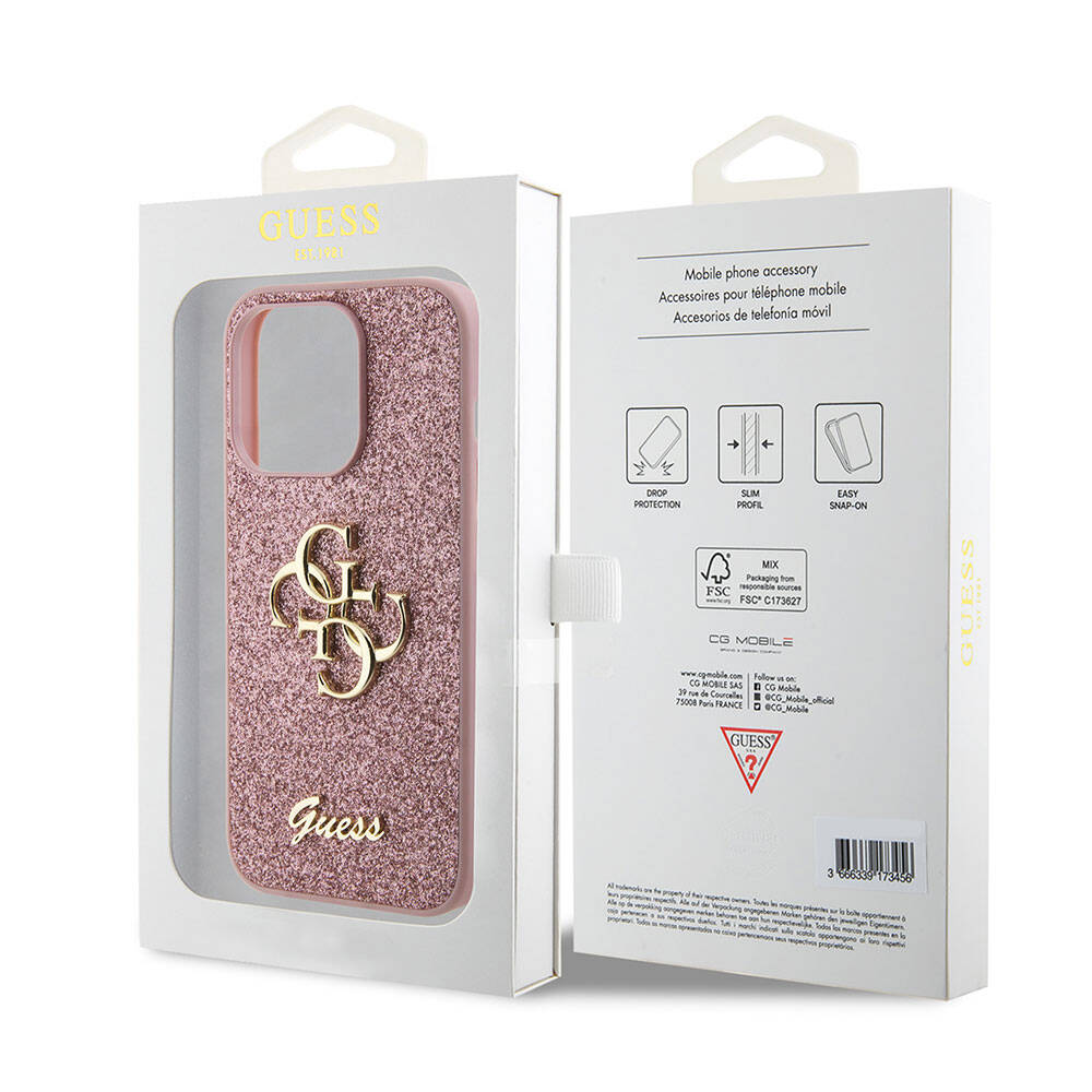 Guess iPhone 15 Pro Max Orjinal Lisanslı 4G Büyük Metal Logolu Glitter Telefon Kılıfı - 21