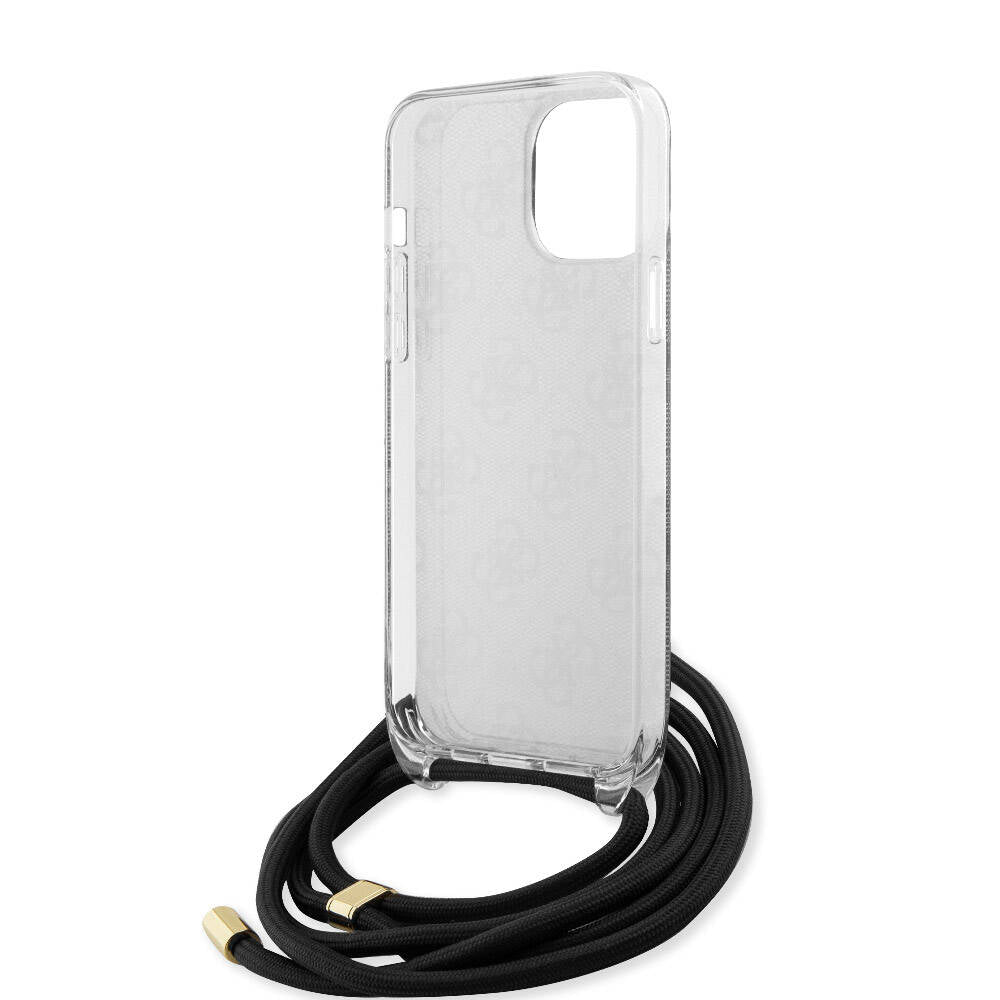 Guess iPhone 15 Pro Max Orjinal Lisanslı Çapraz Kordon 4G Desenli Kılıf