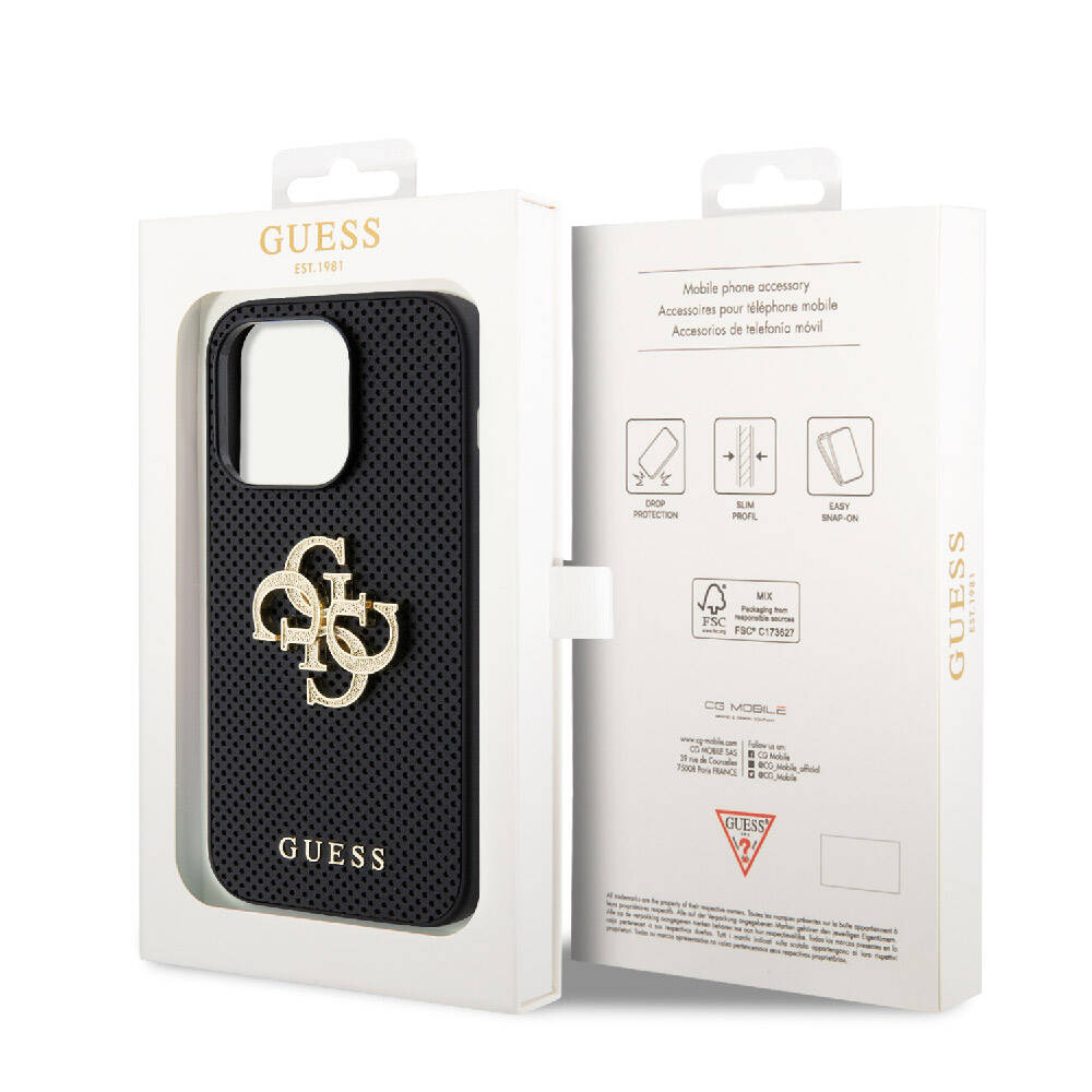 Guess iPhone 15 Pro Max Orjinal Lisanslı Delikli Yazı ve 4G Glitter Büyük Metal Logolu Telefon Kılıfı - 22