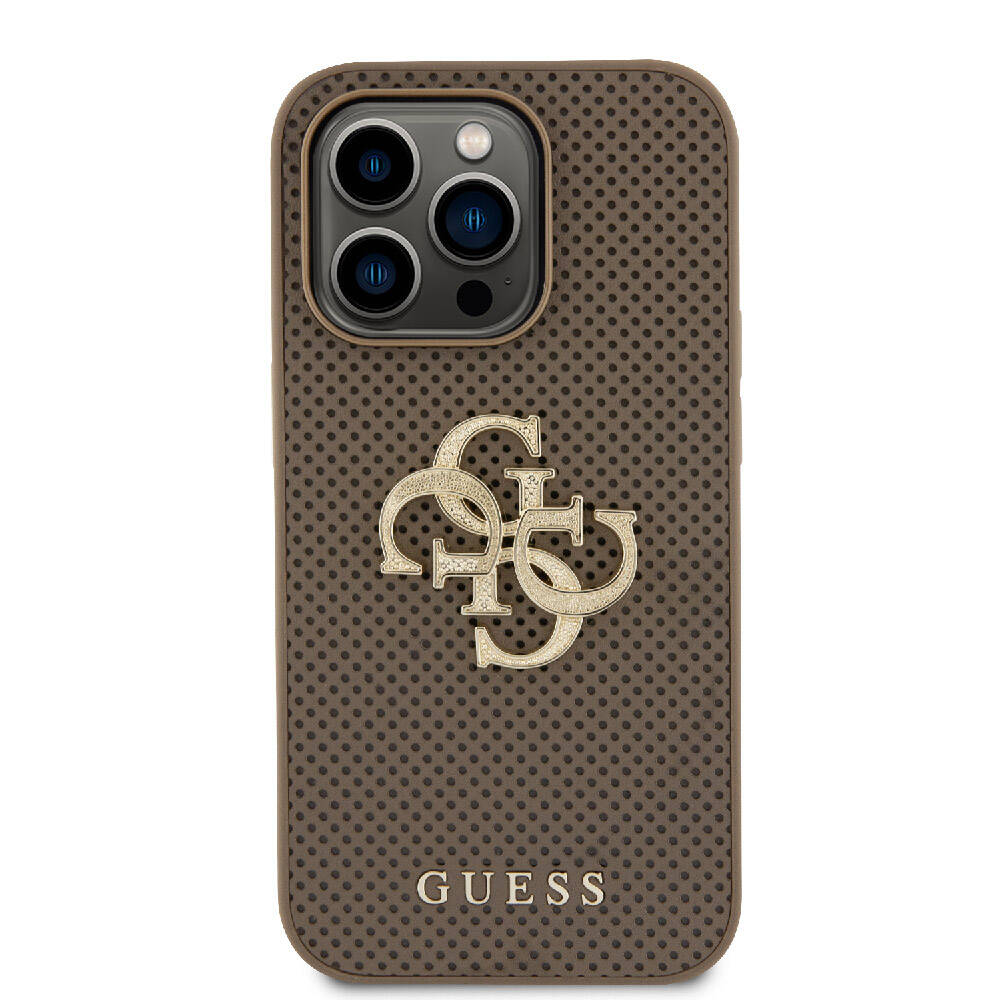 Guess iPhone 15 Pro Max Orjinal Lisanslı Delikli Yazı ve 4G Glitter Büyük Metal Logolu Telefon Kılıfı - 3