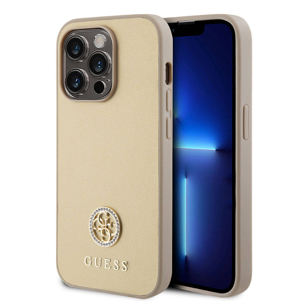 Guess iPhone 15 Pro Max Orjinal Lisanslı Deri 4G Metal Logo Strass Telefon Kılıfı - 8