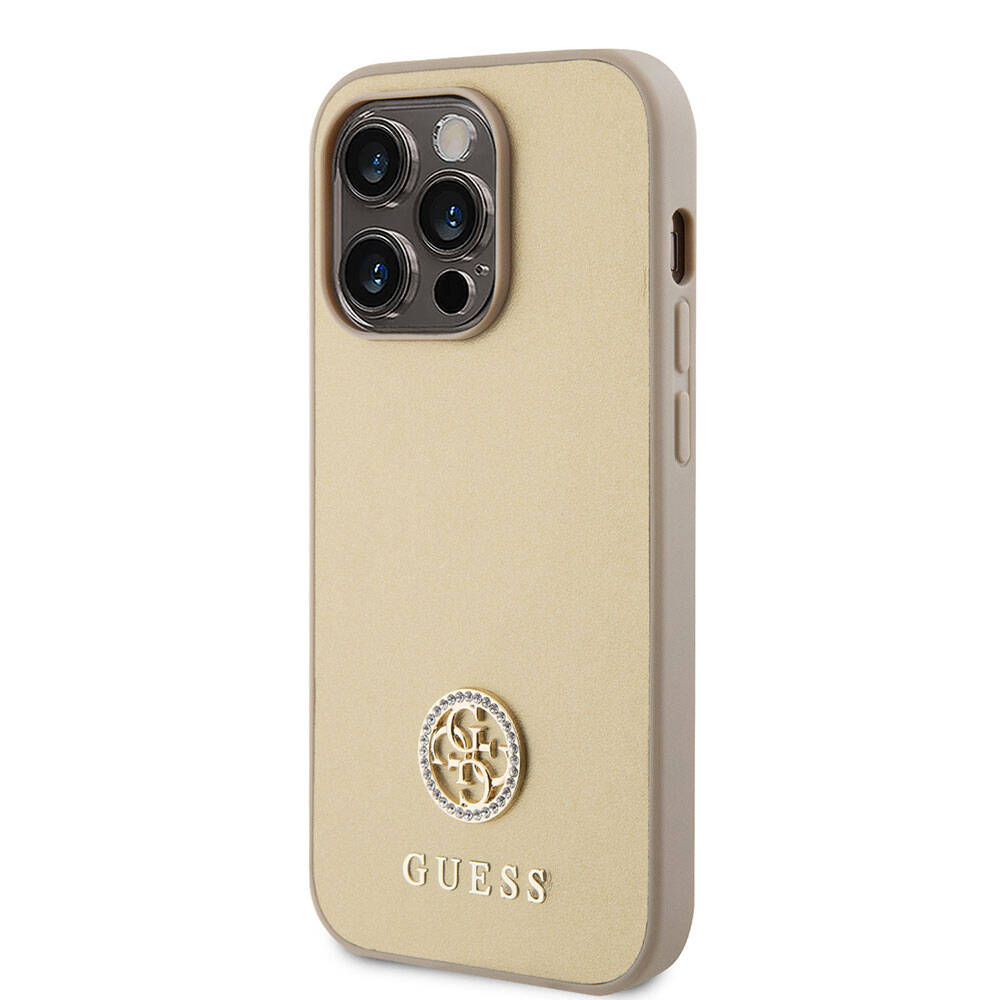 Guess iPhone 15 Pro Max Orjinal Lisanslı Deri 4G Metal Logo Strass Telefon Kılıfı - 9