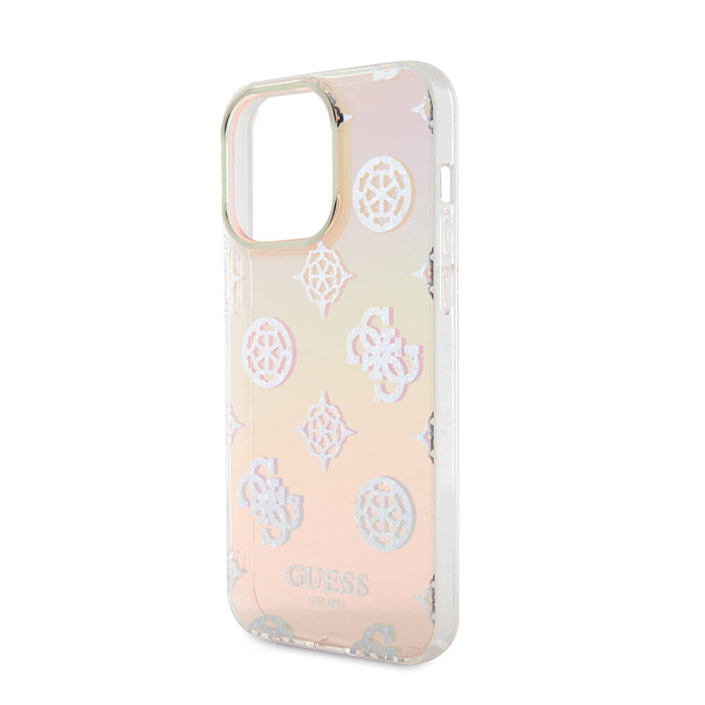 Guess iPhone 15 Pro Max Orjinal Lisanslı Desenli Yazı Logolu Askı İpli Holografik Glitter Peony Telefon Kılıfı - 10
