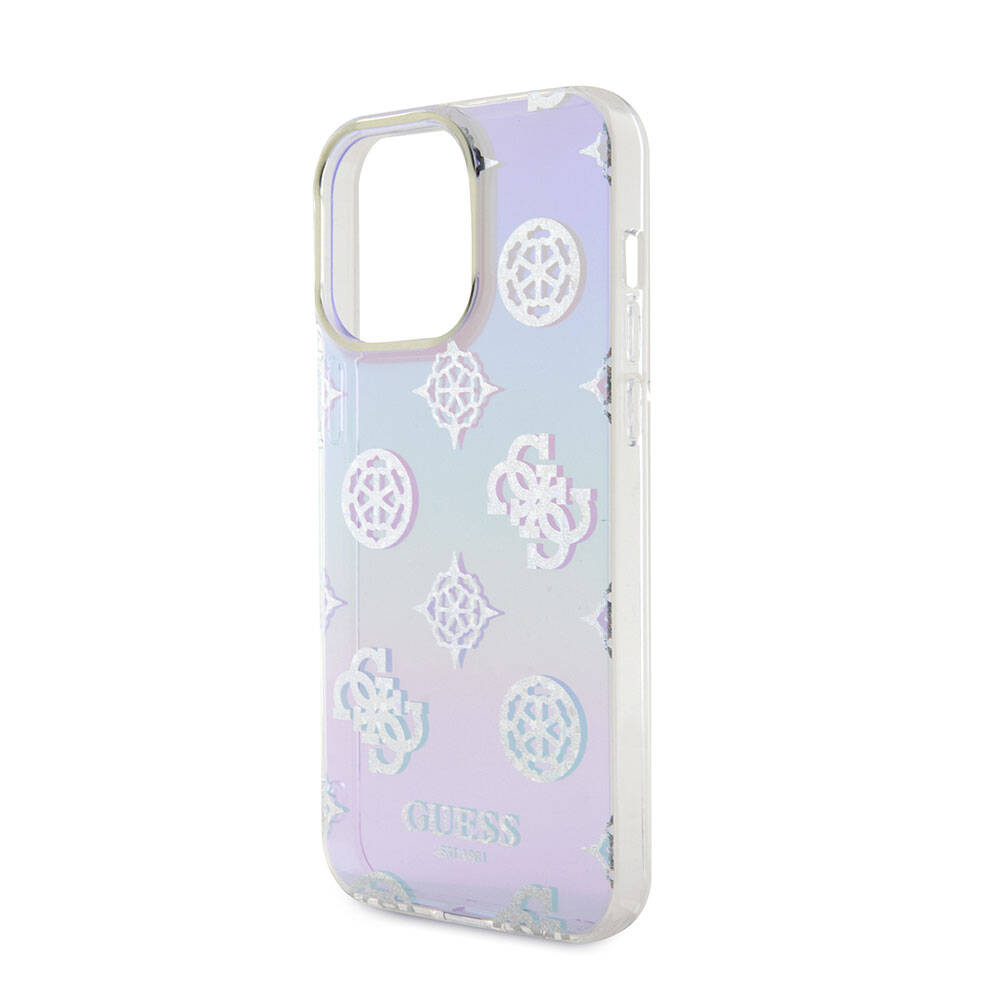 Guess iPhone 15 Pro Max Orjinal Lisanslı Desenli Yazı Logolu Askı İpli Holografik Glitter Peony Telefon Kılıfı - 16
