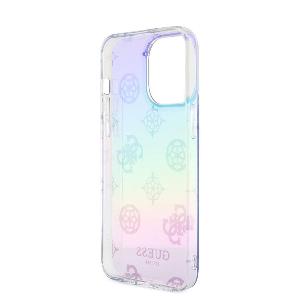 Guess iPhone 15 Pro Max Orjinal Lisanslı Desenli Yazı Logolu Askı İpli Holografik Glitter Peony Telefon Kılıfı - 17