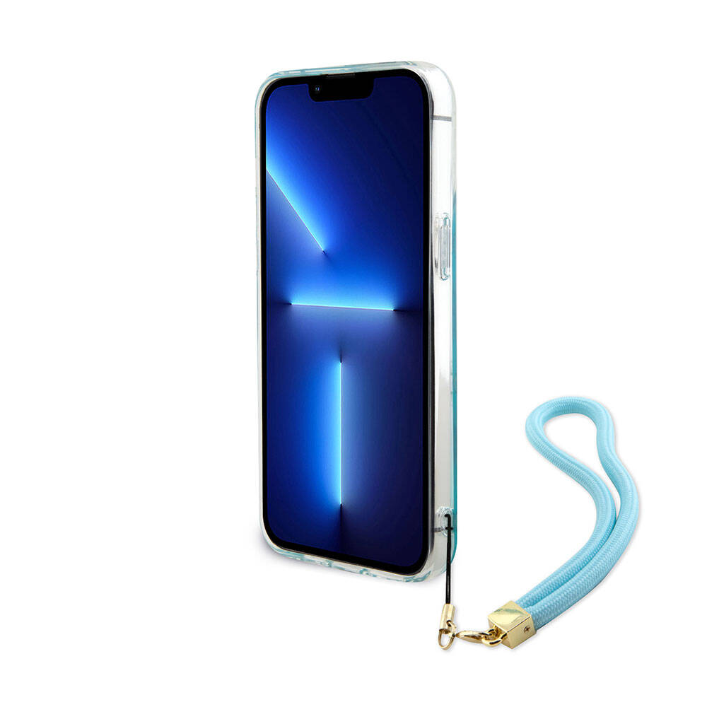 Guess iPhone 15 Pro Max Orjinal Lisanslı Desenli Yazı Logolu Askı İpli Holografik Glitter Peony Telefon Kılıfı - 21