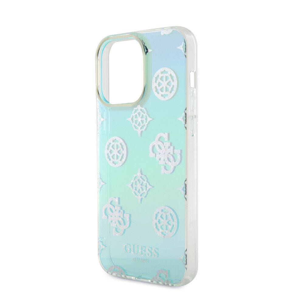 Guess iPhone 15 Pro Max Orjinal Lisanslı Desenli Yazı Logolu Askı İpli Holografik Glitter Peony Telefon Kılıfı - 22
