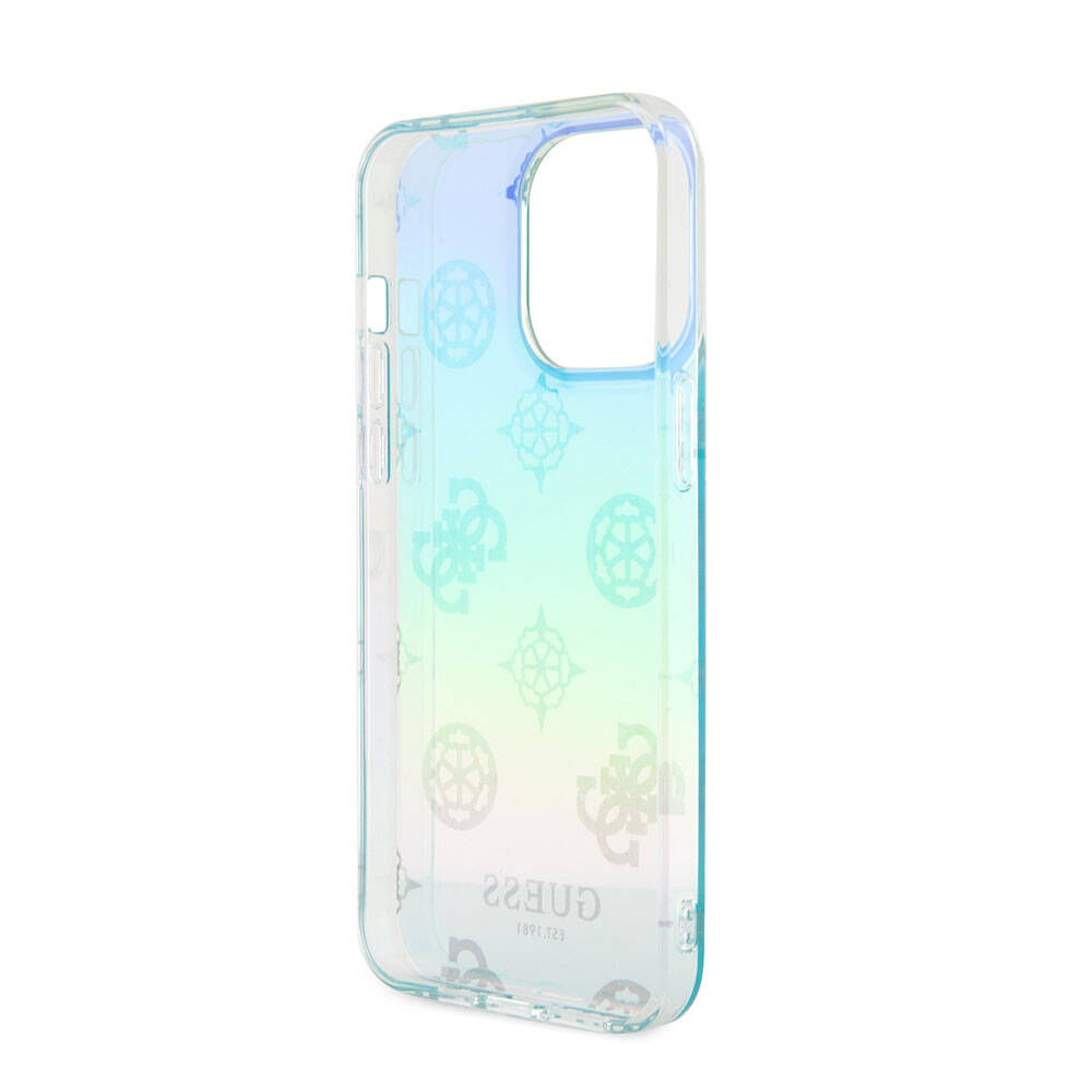 Guess iPhone 15 Pro Max Orjinal Lisanslı Desenli Yazı Logolu Askı İpli Holografik Glitter Peony Telefon Kılıfı - 23