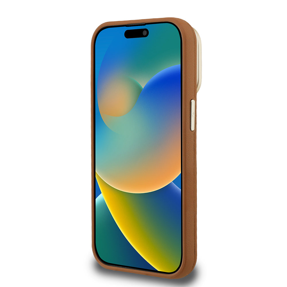 Guess iPhone 15 Pro Max Orjinal Lisanslı Grained Yazı Logolu Kamera Standlı Kılıf