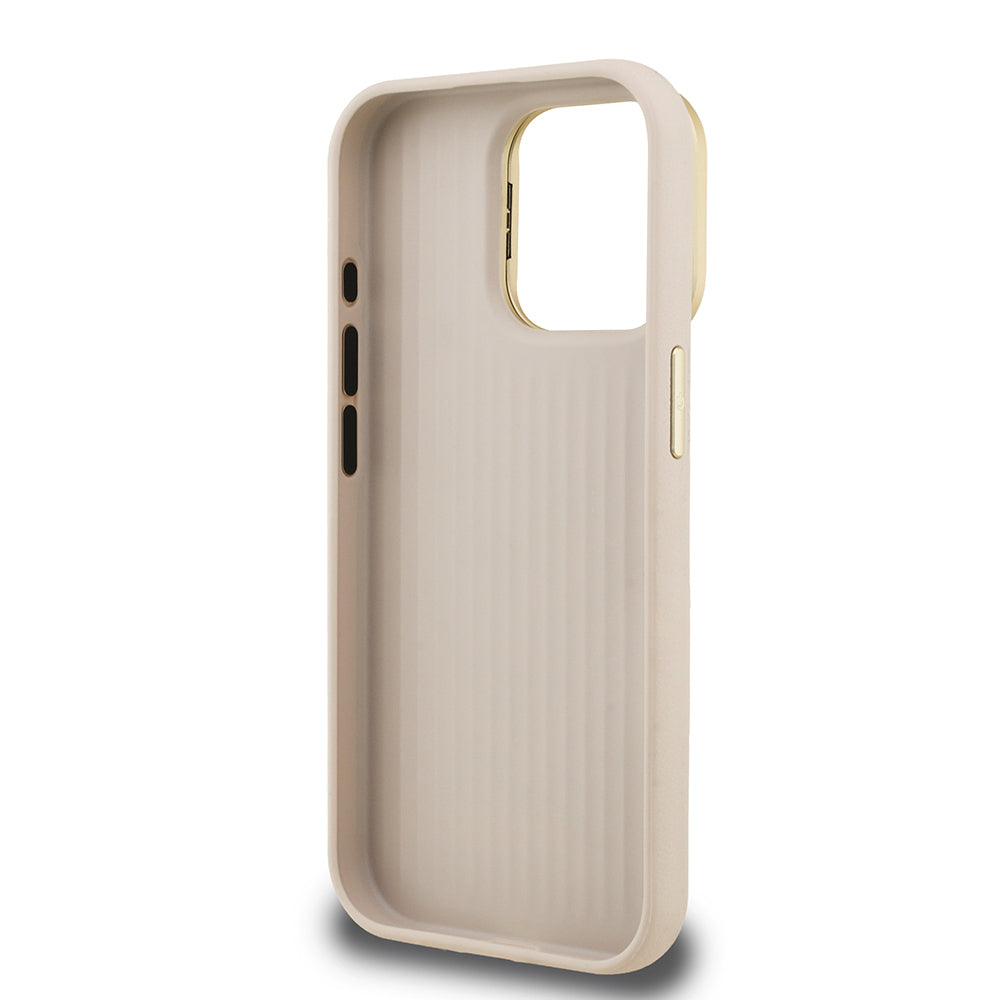 Guess iPhone 15 Pro Max Orjinal Lisanslı Grained Yazı Logolu Kamera Standlı Kılıf