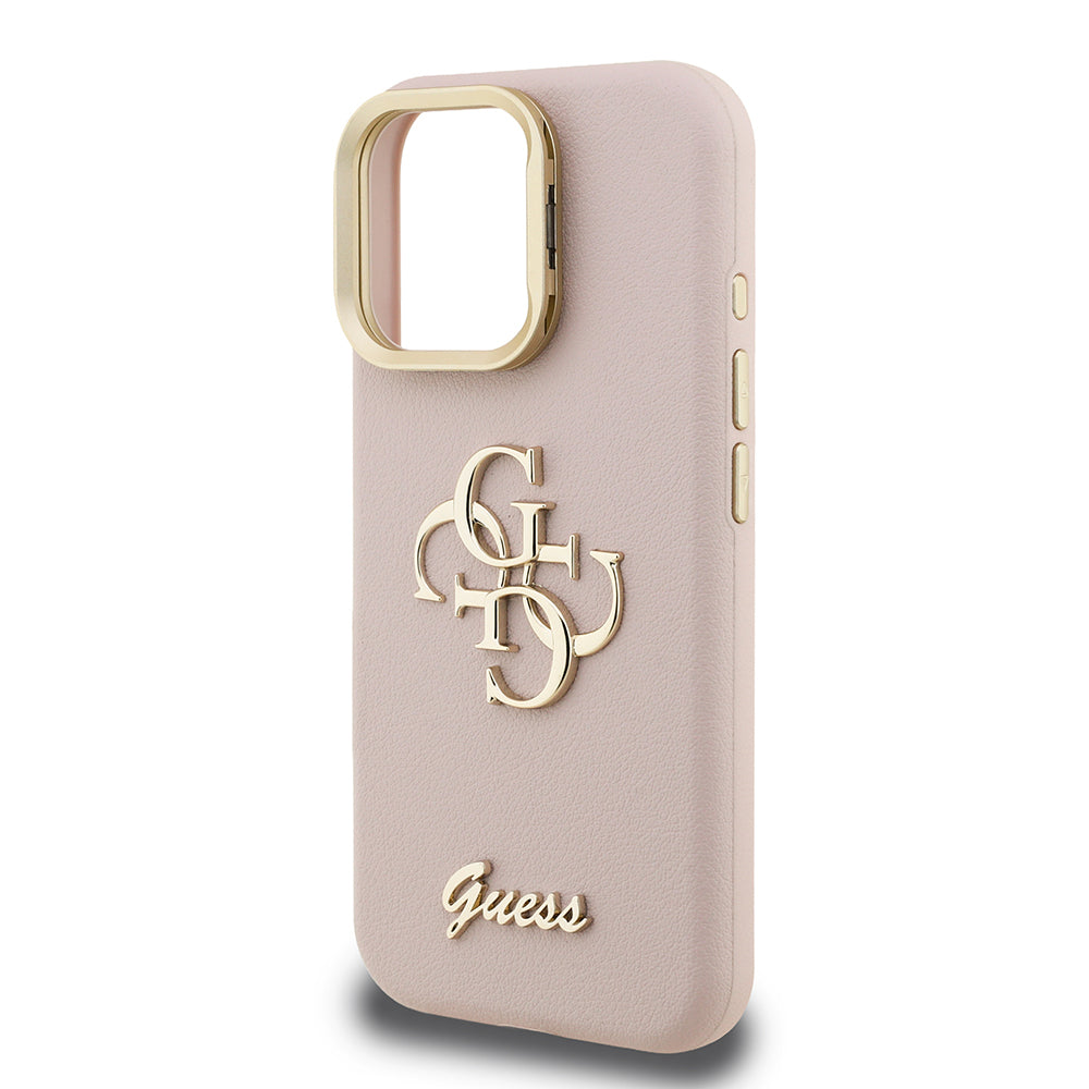 Guess iPhone 15 Pro Max Orjinal Lisanslı Grained Yazı Logolu Kamera Standlı Kılıf