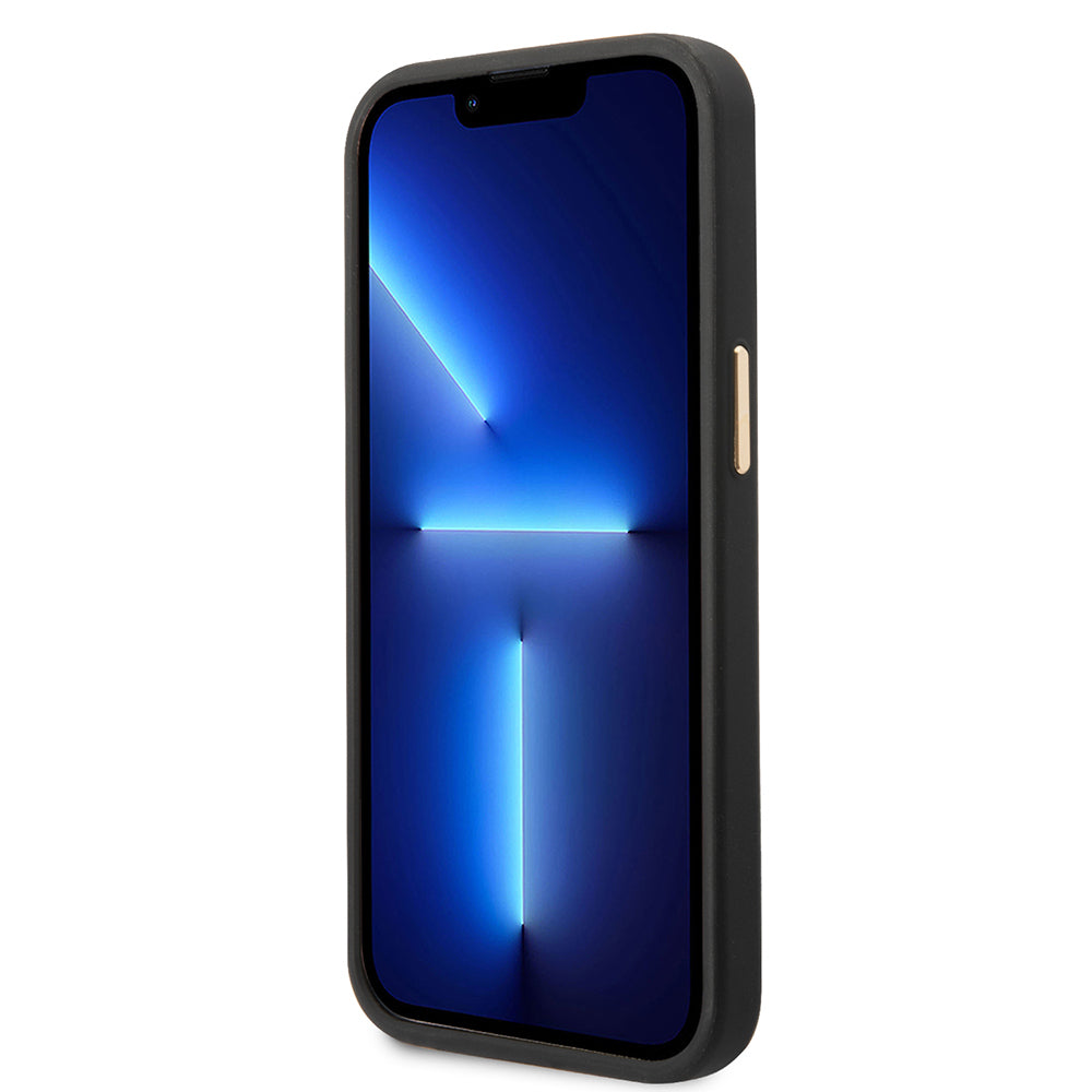 Guess iPhone 15 Pro Max Orjinal Lisanslı Masafe 4G Desenli PU Metal Plaka Klasik Logolu Kılıf