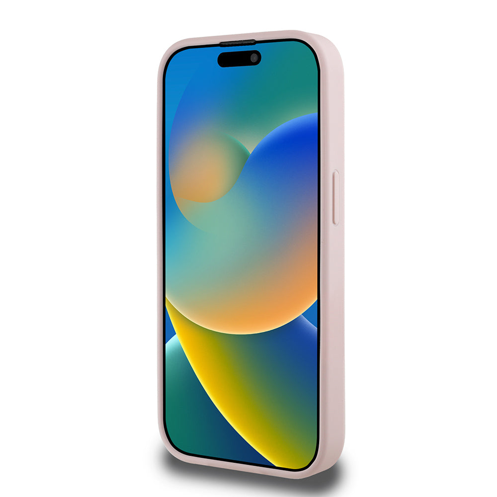 Guess iPhone 15 Pro Max Orjinal Lisanslı M-safe Şarj Özellikli Sıcak Baskılı Üçgen Logolu PU Deri Peony Kılıf